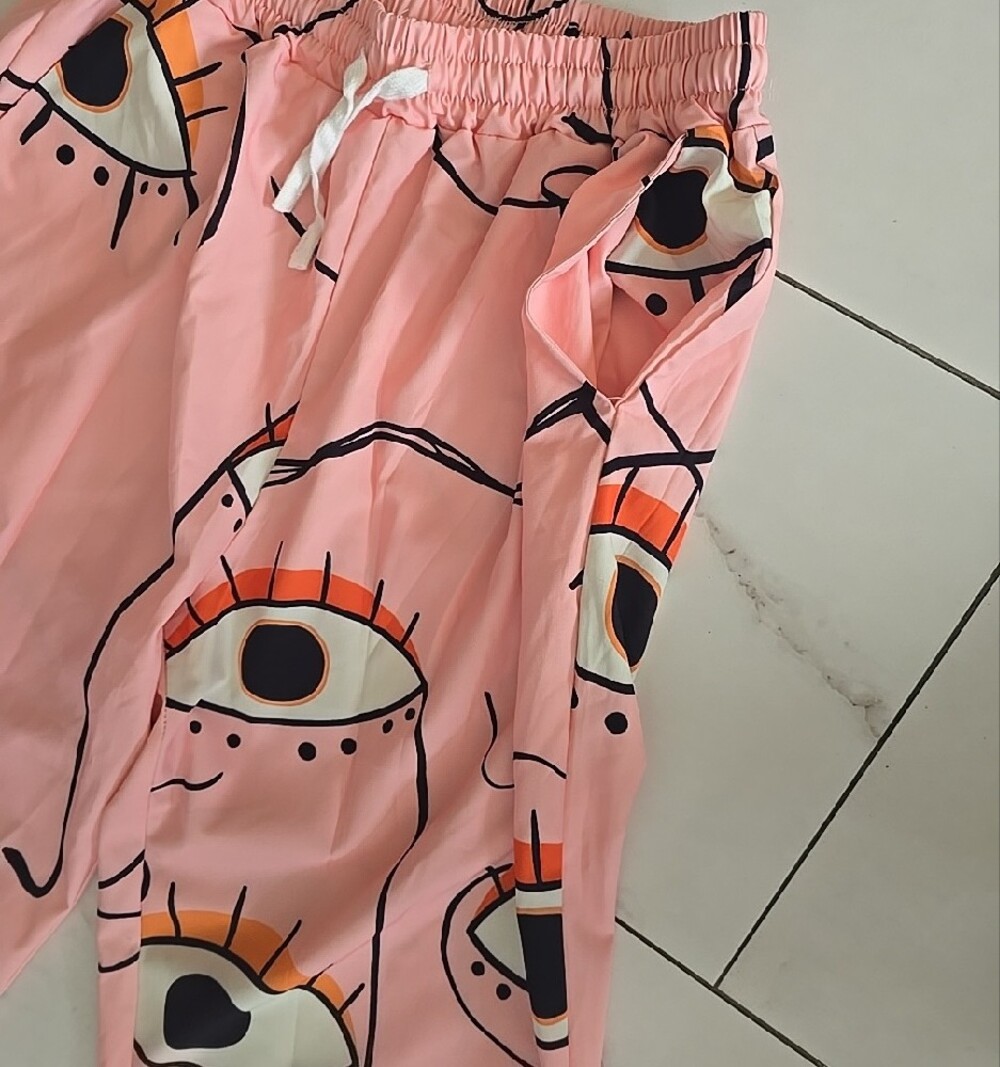 Evil Eye Pink -Print Jogger Pants - Picture 4 of 11